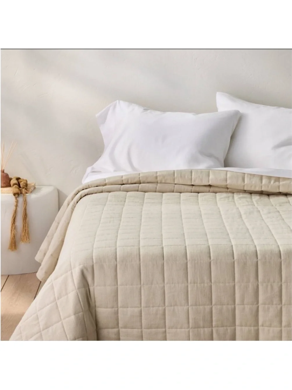 NWT Full/Queen Heavyweight Linen Blend Quilt Natural - Casaluna